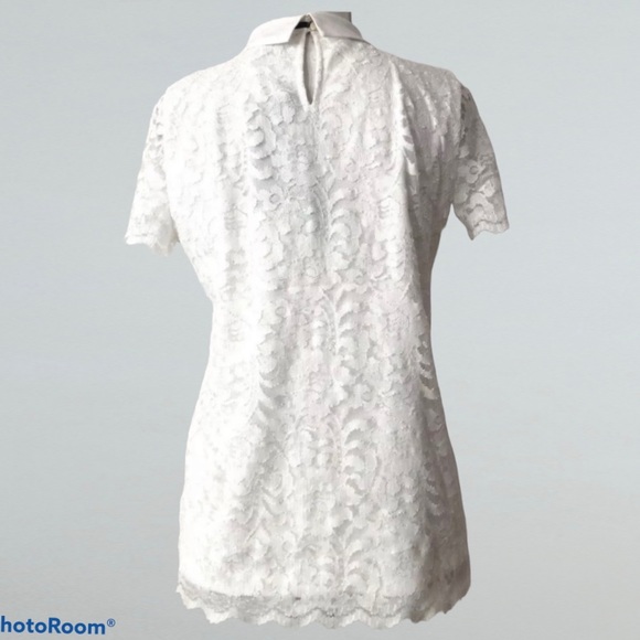 Karl Lagerfeld Paris Lace white Collar Blouse Size S. - Picture 8 of 16
